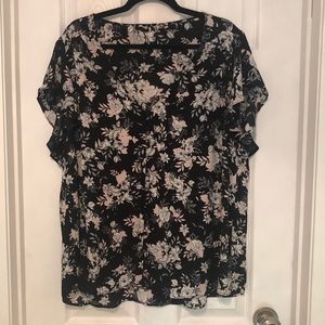Black and light Pink floral top